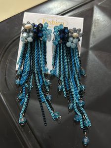 Blue Contemporary Drop Earrings