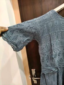Stylish Grey Chikankari Gawn
