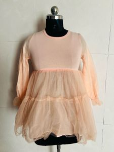 Peach Tulle Layered top