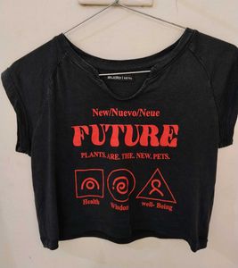 Charcoal Black Graphic Baby Tee - 5 to 6 yrs