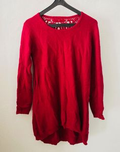 Chic Red Long Sleeve Sweater Top