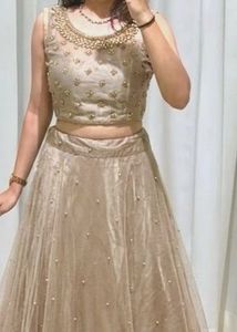 Elegant Pearl Embellished Skirt and blouse lehenga