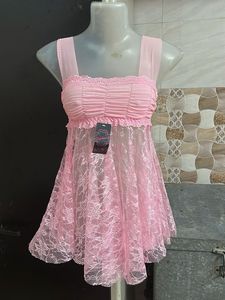 Elegant Pink Lace Babydoll