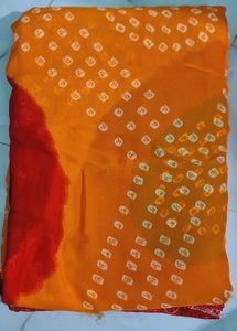 Vibrant Red Bandhani Saree
