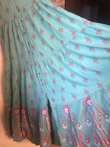 Teal Maxi Kurta with Indian Print