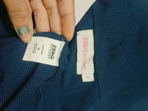 Navy Blue Crop Korean top