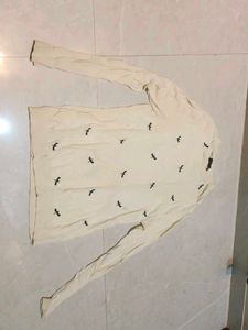 Cream Sweater with Dragonfly Print