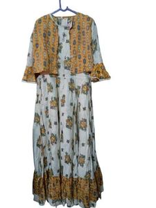 Ethnic Floral Print Maxi Dress with Jacket