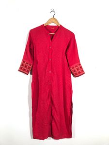 Red Printed Kurta(Women’s)