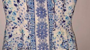 Blue Floral Print Sleeveless Dress