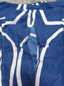 Navy &amp; White Double BedSheet Set With Two Pillow