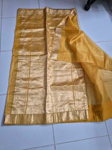 Elegant Yellow Saree with Floral Border