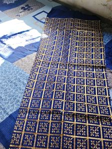 Elegant Blue blouse piece with Golden Motifs