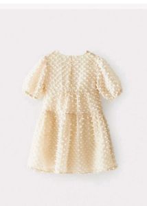 Cream Textured Party Dress