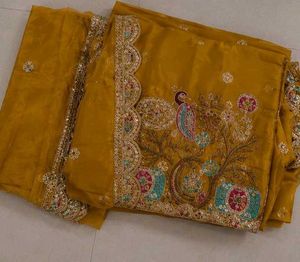semi stitched Designer Yellow Lehenga Choli