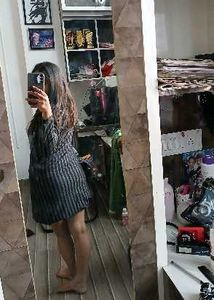 striped semi wool middi