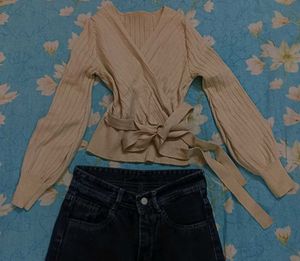Ribbed Wrap Style Knit To