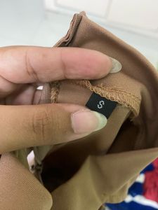 Brown Ruched Cut-Out Mini Dress