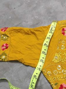 Elegant Yellow Embroidered Kurti Set
