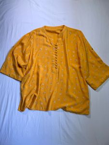 Mustard Floral Print Kurta