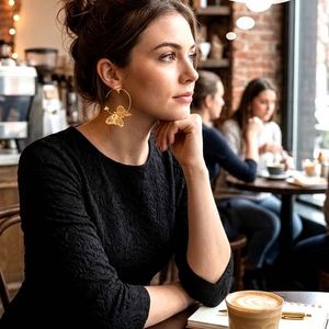New Gold Butterfly Hoop Earrings