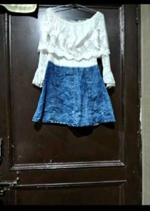 Cute Acid Wash Denim Skater dress