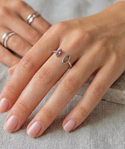 cute Silver Ring with lavender Stone
