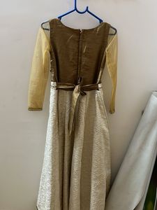 Elegant Brown &amp; White Dress