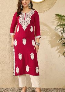 Elegant Maroon Embroidered Kurta