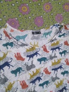 Cute Animal Print Smocked Crop Top