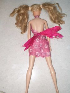 Vintage Barbie Doll in Pink Floral Dress
