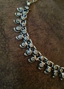 Silver Tone Floral Chain Necklace