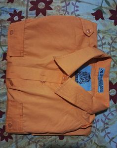 women Orange Button-Up Shirt