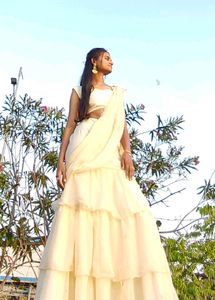 Fishcut ruffel lehenga saree