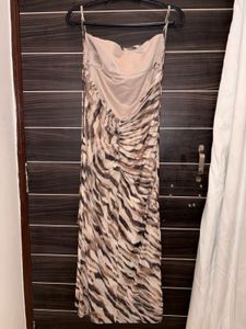 ZARA Satin Animal Print Slip Dress – Bodycon Midi,