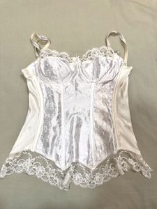 Elegant White Lace Trim Camisole Slip