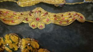 Exquisite Gold &amp; Red Embellished Ethnic Accessory