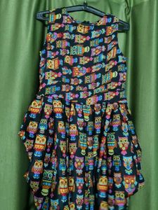Owl Print Sleeveless Dress
