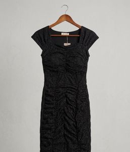 Sparkly Ruched Black Dress