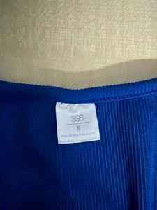 Blue Ruched Square Neck Tank Top