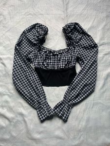 Zara Black and White Gingham Top