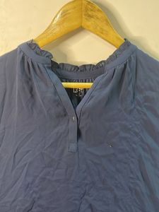 LOFT Navy Blue Sheer Blouse