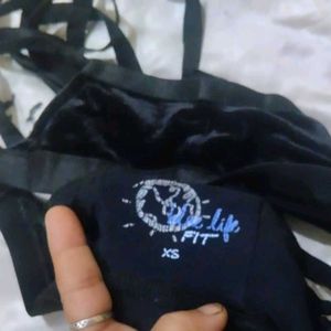 Strappy Black Velvet Bra