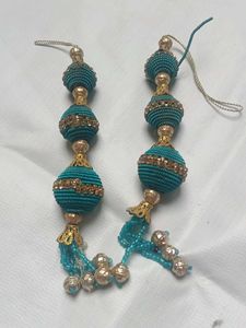 Teal &amp; Gold Beaded Tassel Latkans