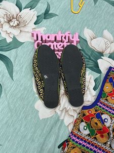 Embroidered Blue Ethnic Vest with Matching Juttis