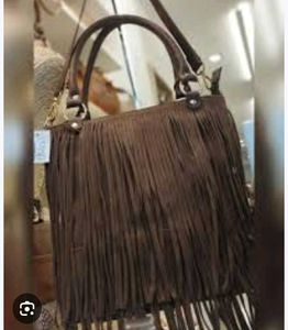 Brown Suede Fringe Shoulder Bag