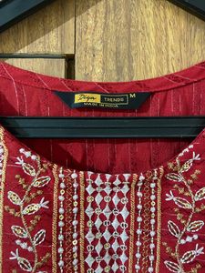 Red Kurta Set With Bottom (Women's)