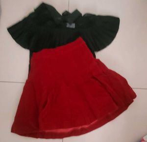 Partywear Velvet Skirt And Designer Top Combo