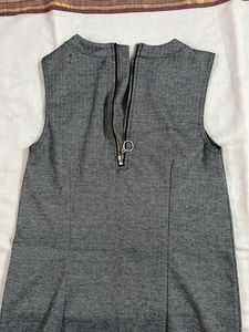 Charcoal Grey Herringbone A-Line Dress – Sleeveles