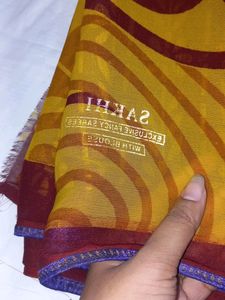 NEW MUSTARD PRINTED SAREE